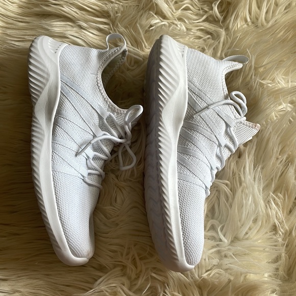 Athletic running work out crisp white lace up shoes sneakers hiking shoes sz 8 - Picture 3 of 17